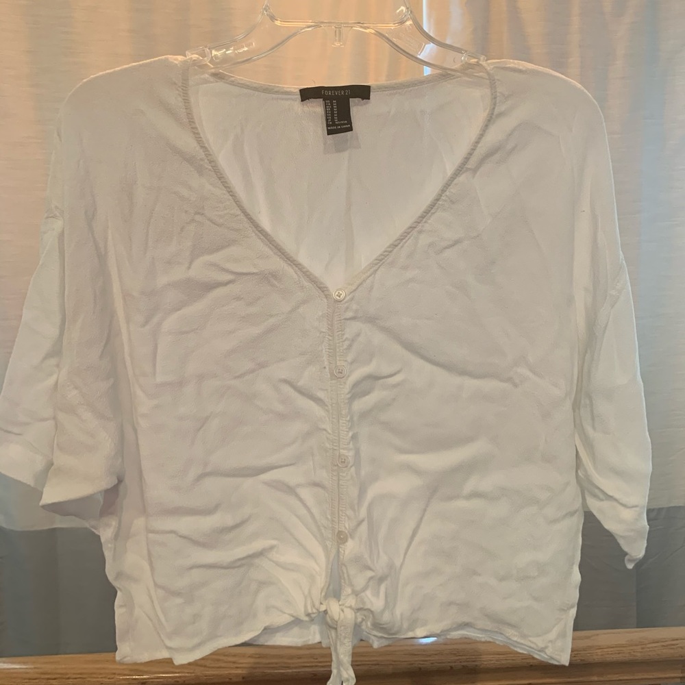 White Tied Cropped Shirt